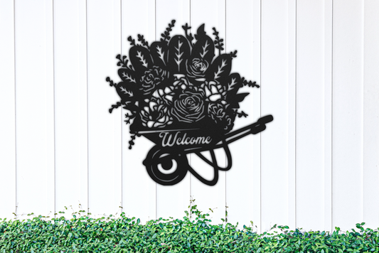 The Welcome Harvest Bloom - Wheelbarrow of Flowers Wall Art